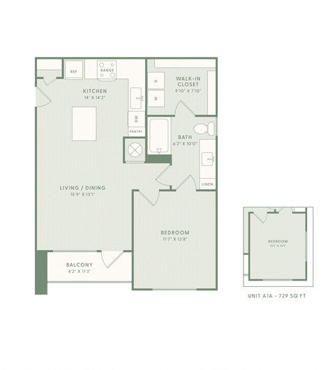a floor plan of a bedroom apartment