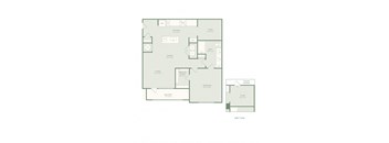 A floor plan of a unit with a living room, dining room, kitchen, study, bedroom, bathroom and balcony.