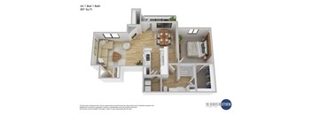 a floor plan of a home with a bedroom and a living room