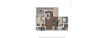 A floor plan of a house with a kitchen, living room, dining room, and bedrooms.