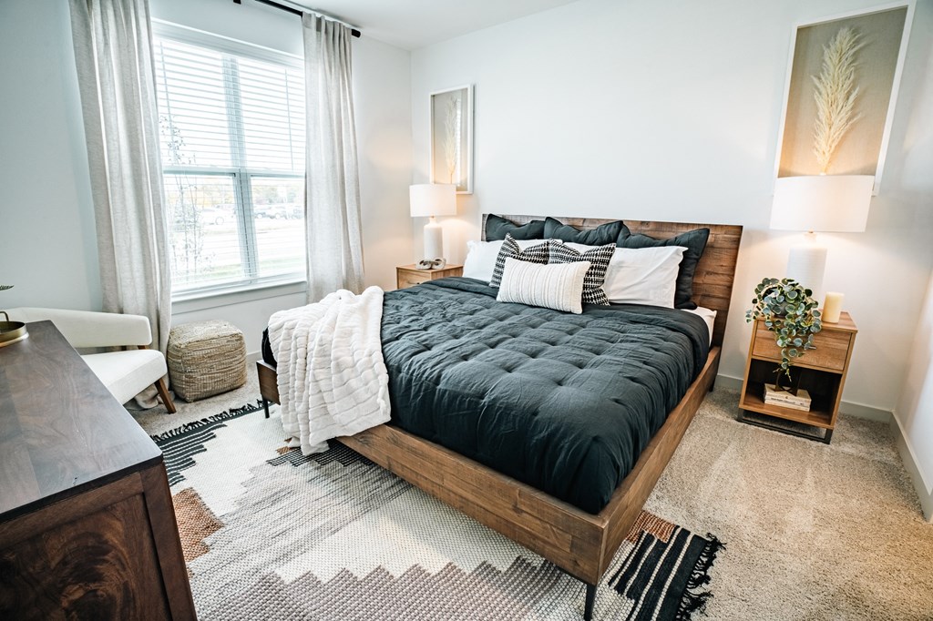 primary bedroom with large bed