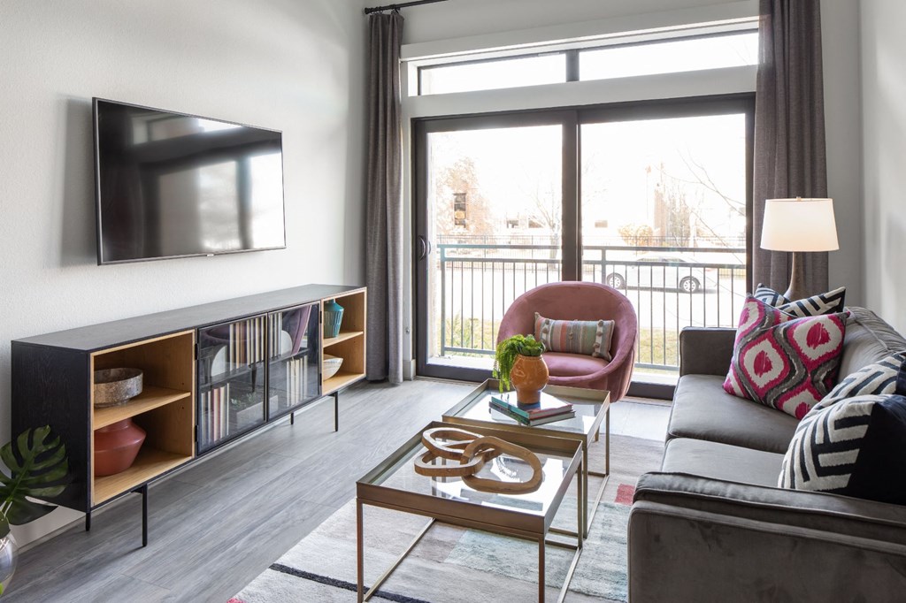 a living room with a couch and a coffee table