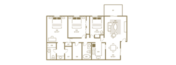 the position plan of the apartment with the furniture