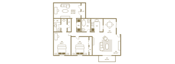 the position plan of the apartment with the furniture