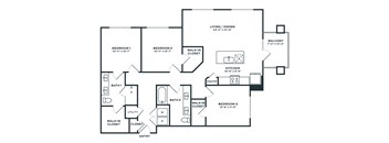 A black and white image of a house floor plan.