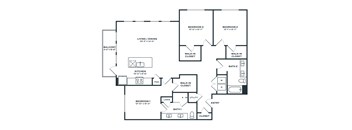 A black and white image of a house floor plan.