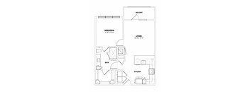 a floor plan of a 1 bedroom floor plan