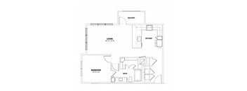 a floor plan of a house with a bedroom and a living room