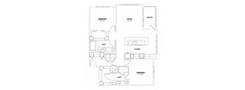 a floor plan of a house with two bedrooms and a living room