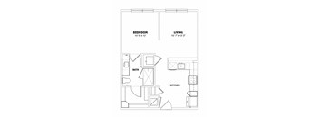 a floor plan of a 1 bedroom floor plan