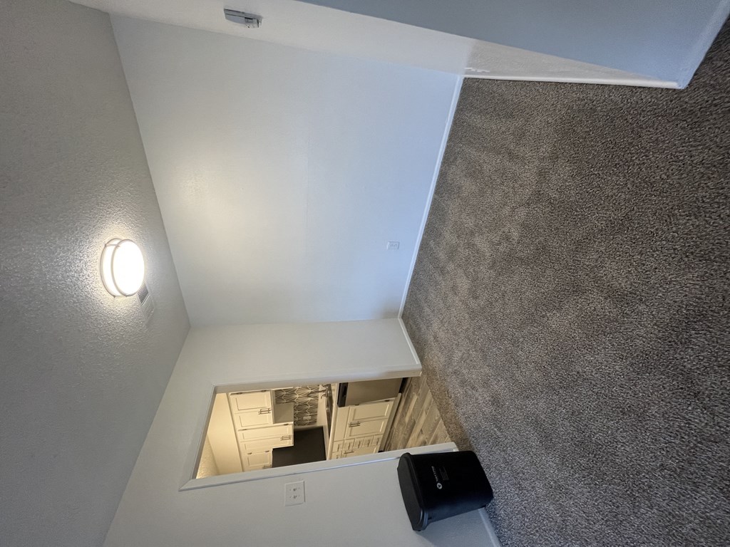the view from the loft looking down into the living room