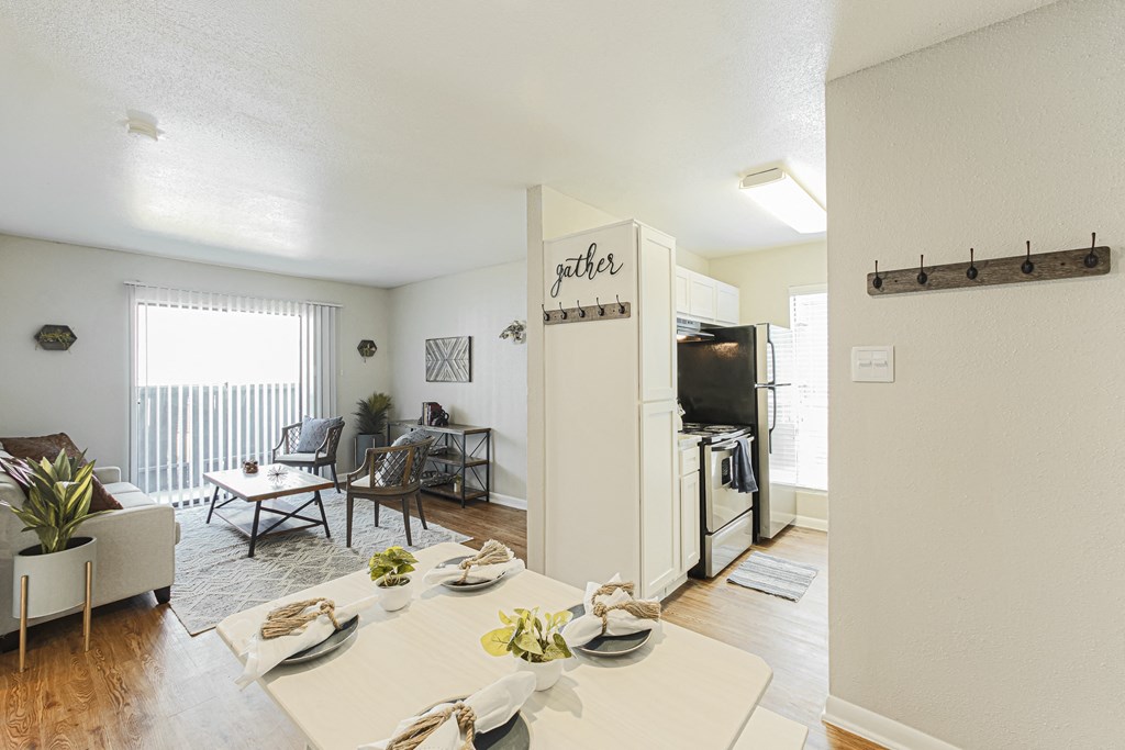 Dining Area with Living room and Kitchen view at Cashel Springs, Houston, 77069