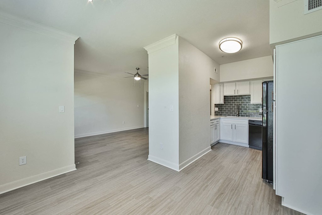 living room with a back office