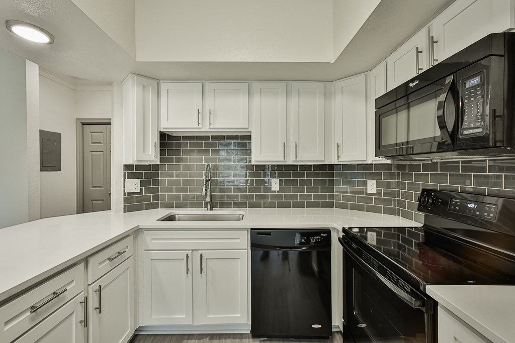 kitchen with white cabinets