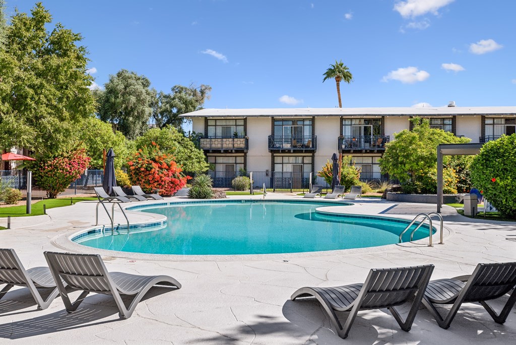 pool with chairs.