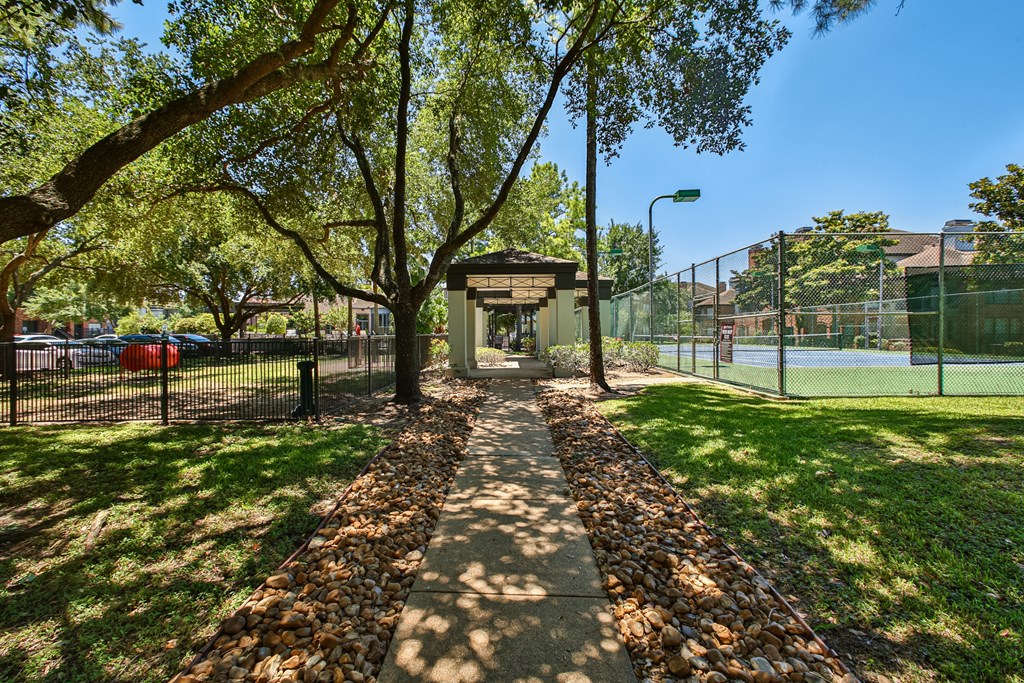 walk way around the tennis courts in our complex