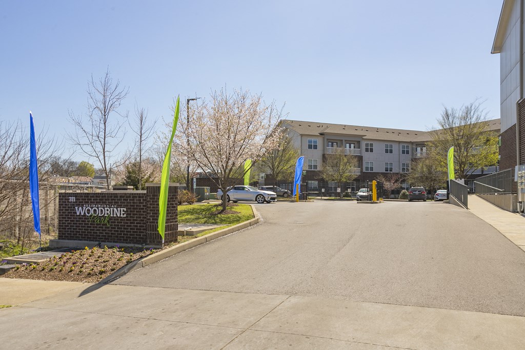 a large building with a sign that says woodbridge
