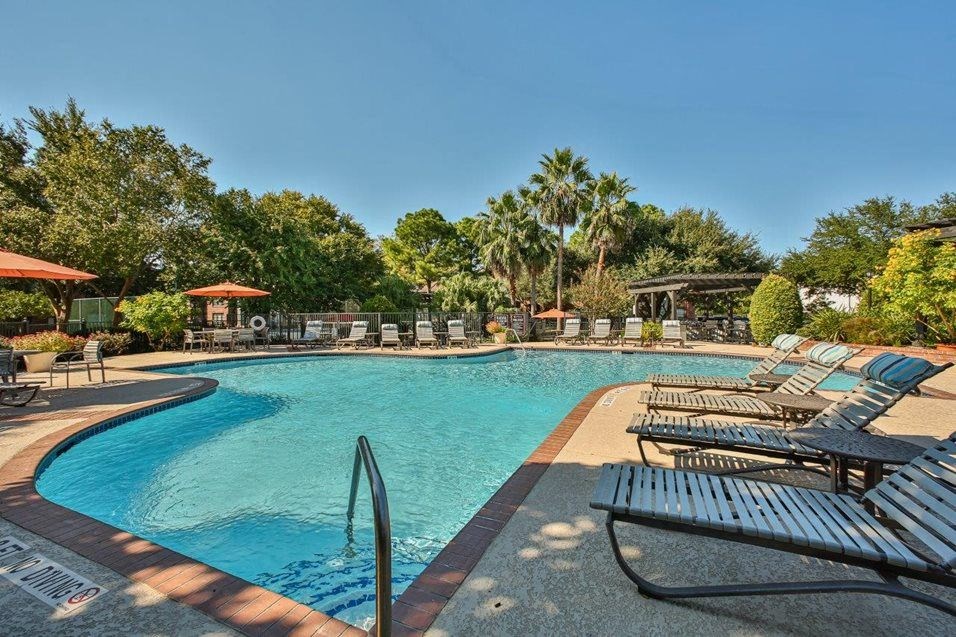 lounge chairs next to the pool