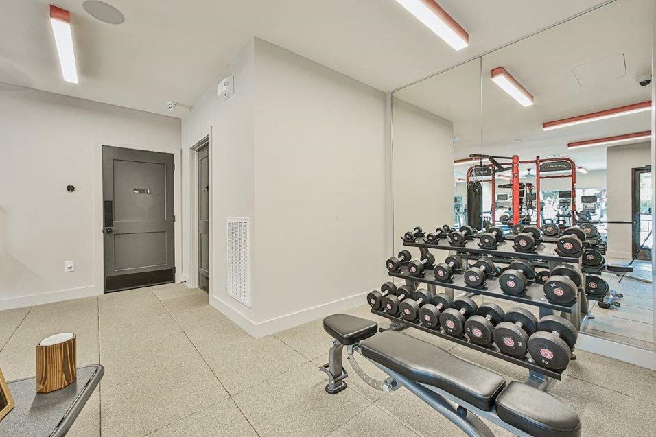 dumb bell section in our fitness room