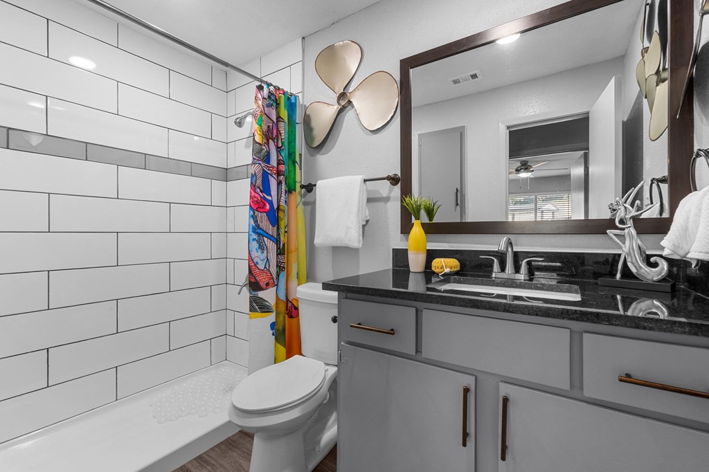 a bathroom with a sink toilet and a mirror