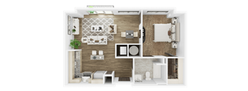 a1 floor plan  1 bedroom with 2 baths  129