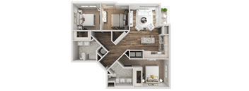 a 1 bedroom floor plan is shown with a bathroom and a living room