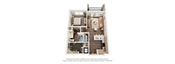 a stylized floor plan of a 1128 sq ft apartment