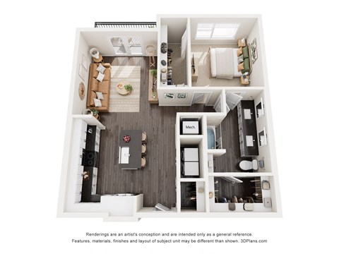 a bedroom floor plan is shown in this rendering