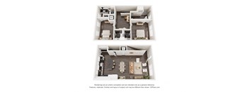 a stylized floor plan of a 1 bedroom apartment