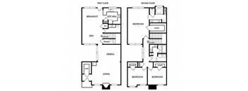 two floor plan of a house with two bedrooms and two bathrooms