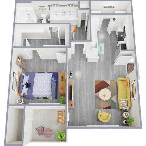 a floor plan of a 1 bedroom apartment