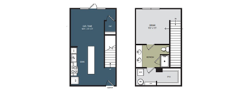 a floor plan of a small house with a bedroom and a living room