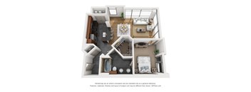 a 1 bedroom floor plan is shown in this rendering