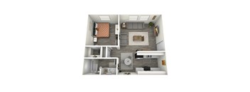 a top down view of our one bedroom apartment at university gardens in tempe, az