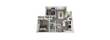 a furnished floor plan of a 1 bedroom apartment