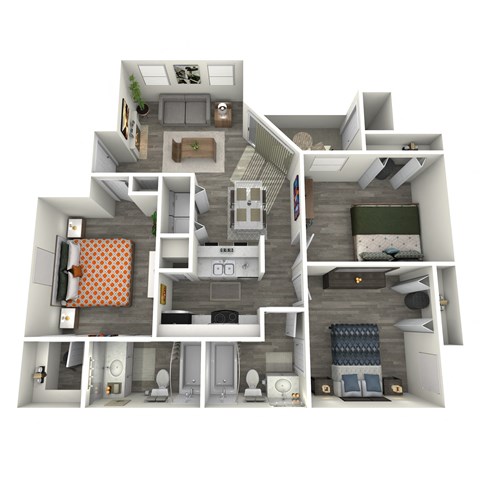 bedroom floor plan an open concept living and dining area with a fireplace and a balcony