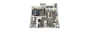 a 3d rendering of our 1 bedroom apartment at the crossings at white marsh apartments in white