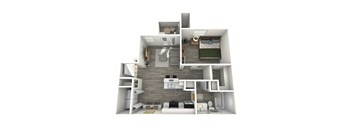a 3d rendering of our 1 bedroom apartment at princeton court apartments in dallas