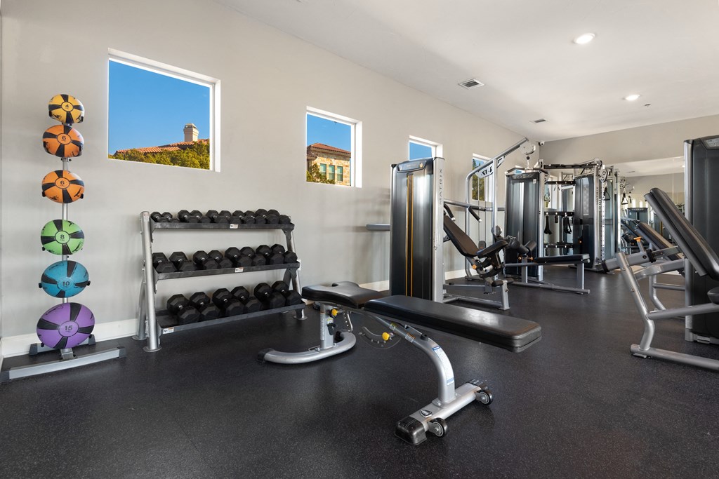 the gym at the enclave at woodbridge apartments in sugar land, tx