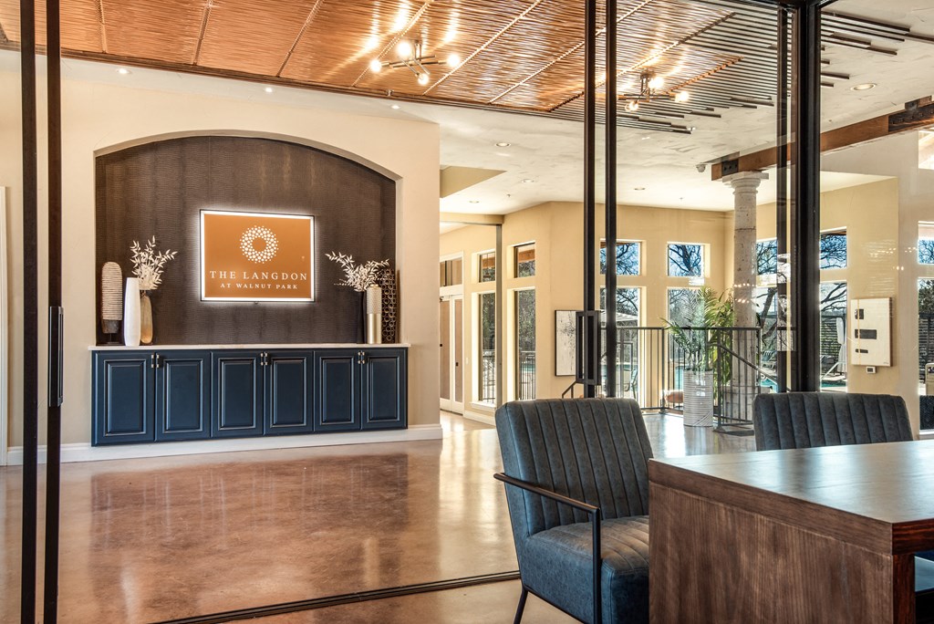 a view of the lobby at the bradley braddock road station apartments