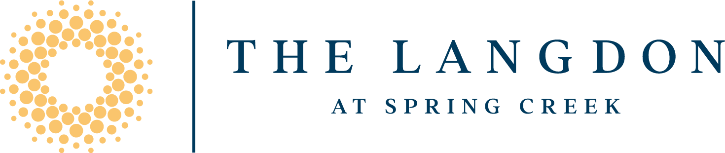 The Langdon at Spring Creek logo with a circular pattern on the left side.