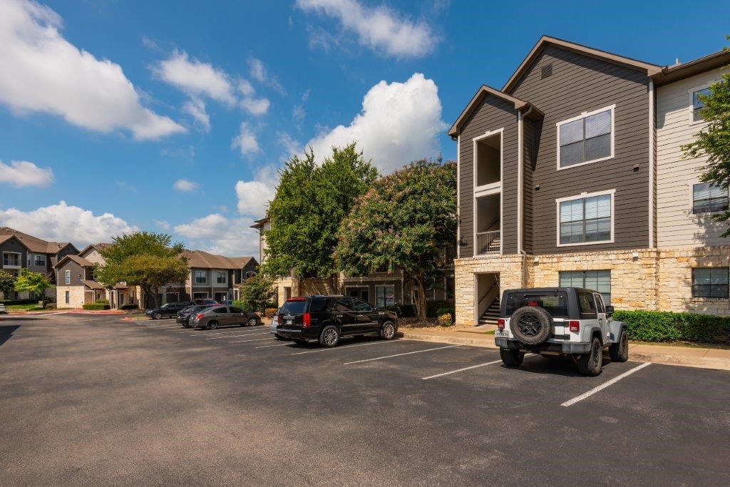 parking lot view of our buildings