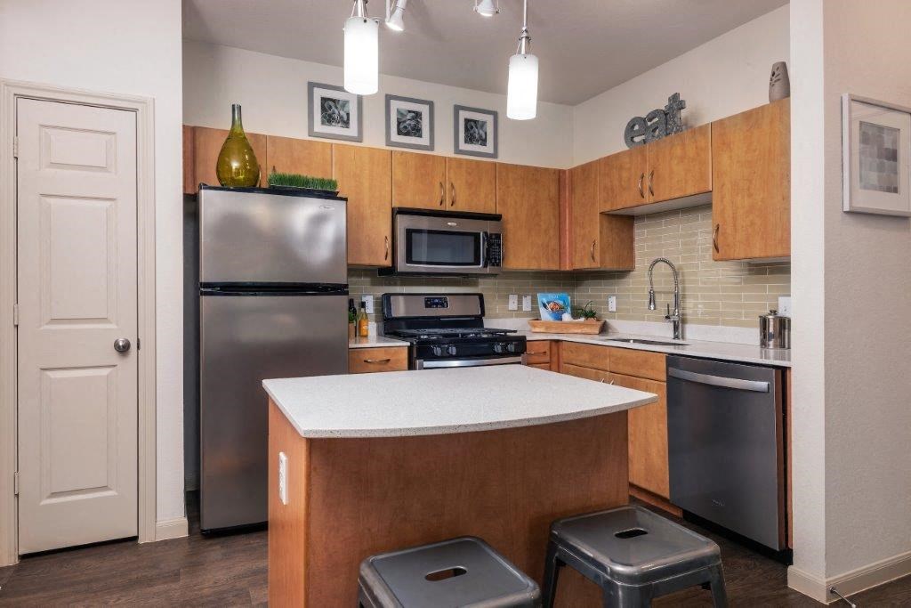 kitchen with brown cabinets
