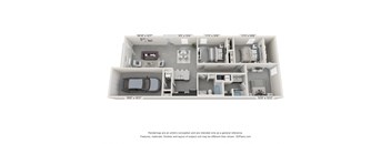 a floorplan of a 3 bedroom apartment with a convertible unit and a car