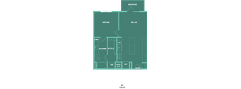 A floor plan of an apartment with rooms labeled "Dream", "Relax", "Breathe", "Greet", "Pamper Style", "Linen", "W/D", "HVAC", and "