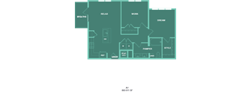 A floor plan of a house with labeled rooms such as RELAX, WORK, and DREAM.