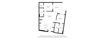 A black and white drawing of a house layout.
