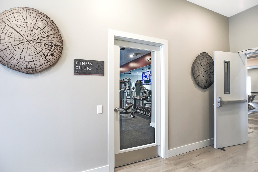 A fitness studio is located in the back room.
