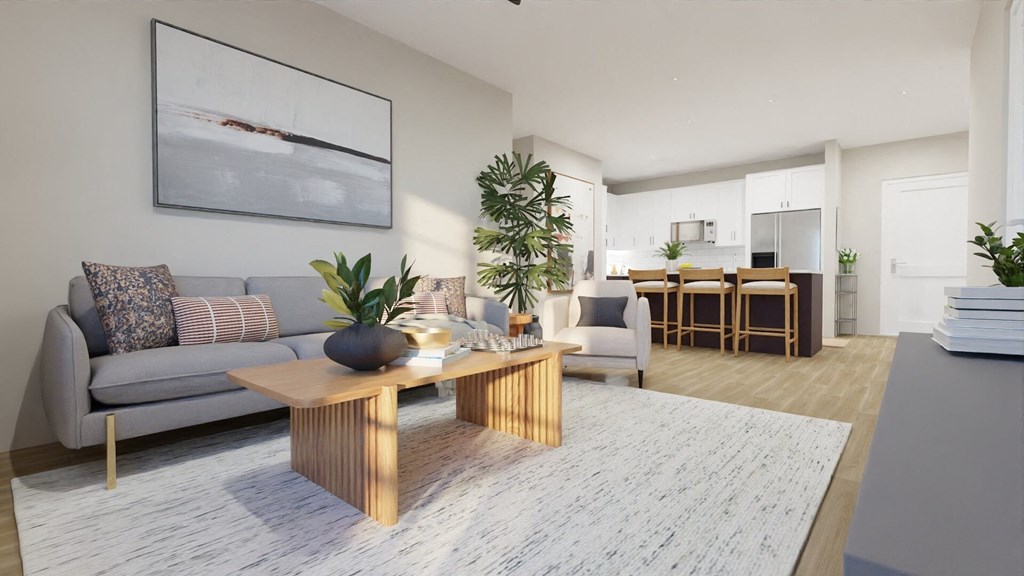 a living room with a couch and a coffee table