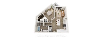 a 1 bedroom floor plan with a bathroom and a living room